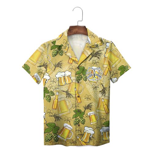 Beer Mug and Hops Golden Yellow Custom Hawaiian Shirt