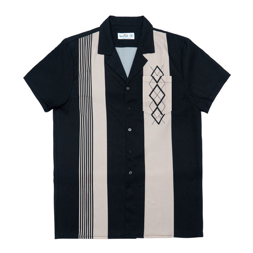 Navy Vintage Geometric Hawaiian Shirt