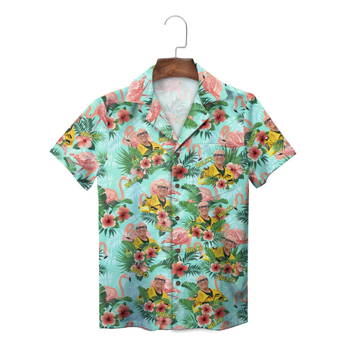 Flamingo and Hibiscus Photo Mint Custom Hawaiian Shirt