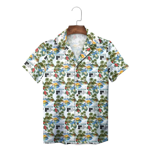 Sailing Yacht and Palm Island White Custom Hawaiian Shirt