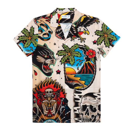 Tattoo Skull Eagle Vintage Hawaiian Shirt