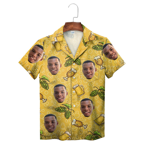 Beer Hops Personalised Yellow Hawaiian Shirt