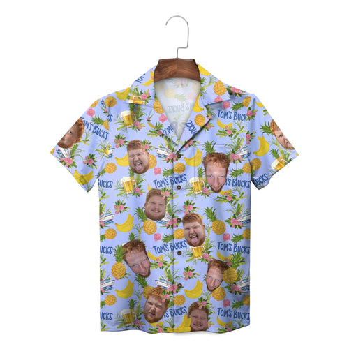 Pineapple and Beer Mug Periwinkle Custom Hawaiian Shirt