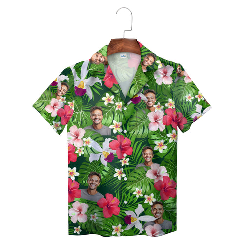 Green Pink Hibiscus Personalised Hawaiian Shirt