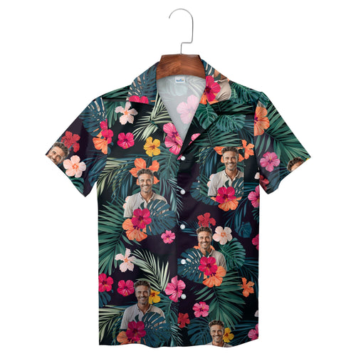 Tropical Floral Personalised Hawaiian Shirt Dark Green