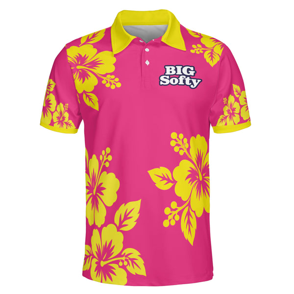 Hibiscus and Ice Cream Mascot Hot Pink Custom Polo Shirt