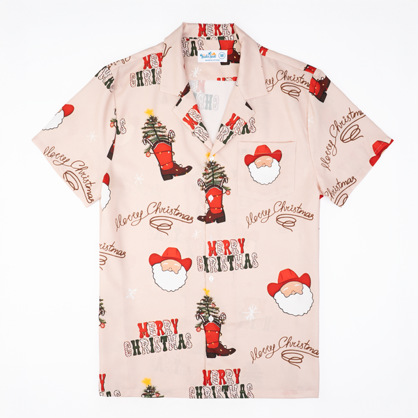 Beige Santa Merry Christmas Hawaiian Shirt