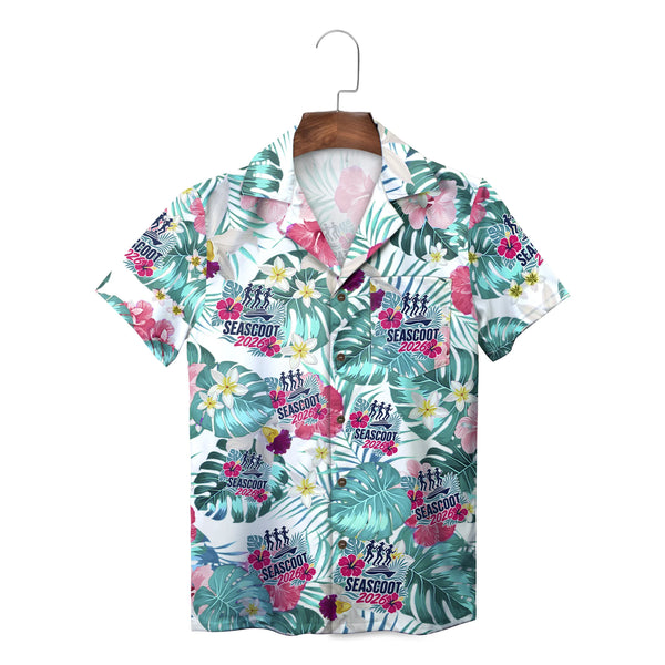 Hibiscus and Monstera White Custom Hawaiian Shirt