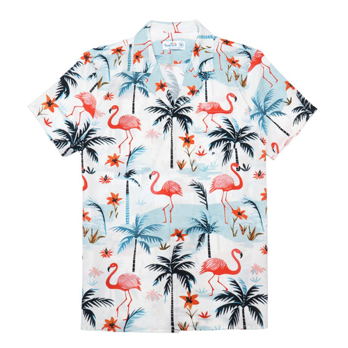 Pink Flamingo Palm Tree Hawaiian Shirt