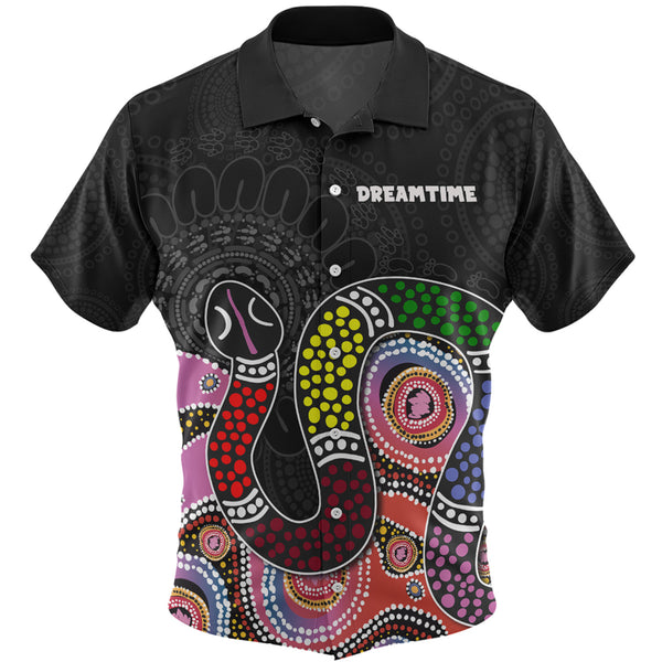 Dreamtime Rainbow Serpent Dot Art Style Custom Hawaiian Shirt