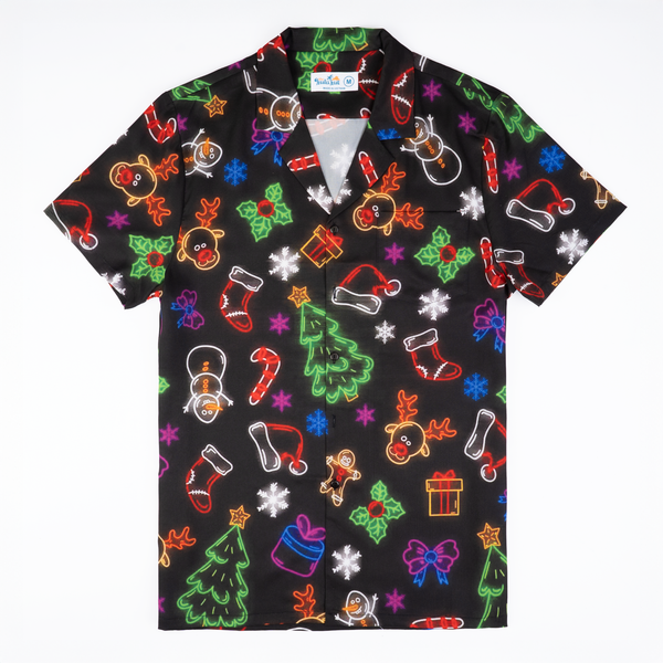 Gingerbread Neon Christmas Hawaiian Shirt