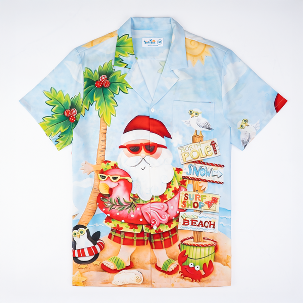 Beach Santa Christmas Hawaiian Shirt