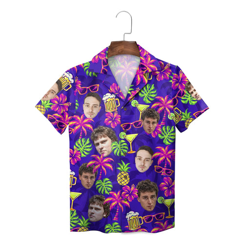 Face Photo Palm Tree Purple Custom Hawaiian Shirt
