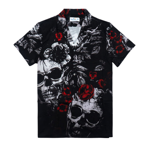 Floral Skull Gothic Hawaiian Shirt