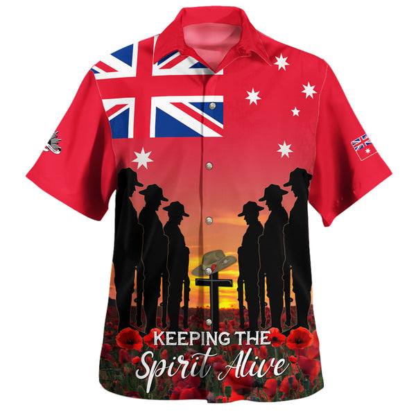 Anzac Day Australian Red Ensign Theme Hawaiian Shirt