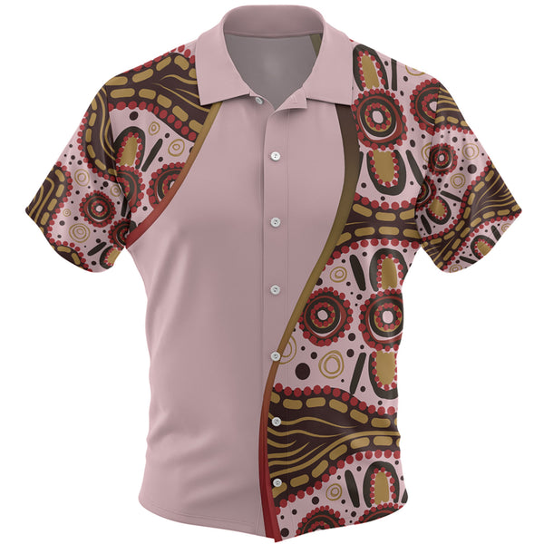 Aboriginal Pink Background Inspired Design Custom Hawaiian Shirt