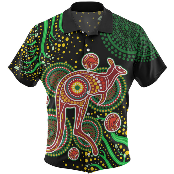Colorful Aboriginal Plant Kangaroo Art Inspired Custom Hawaiian Shirt