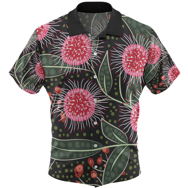 Hakea Flower Aboriginal Style Australian Floral Hawaiian Shirt