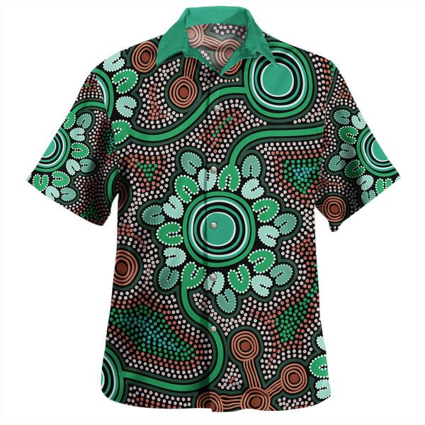 Green Dot Art Inspired by Aboriginal Culture Hawaiian Shirt