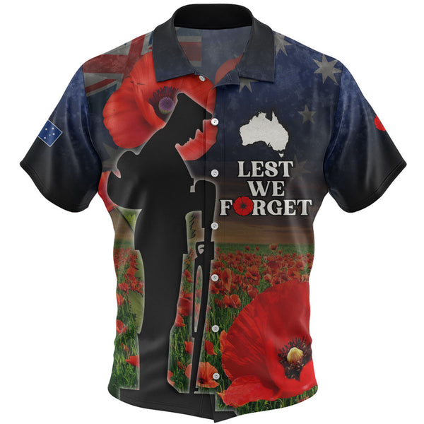 Anzac Day Lest We Forget Red Poppies Custom Hawaiian Shirt