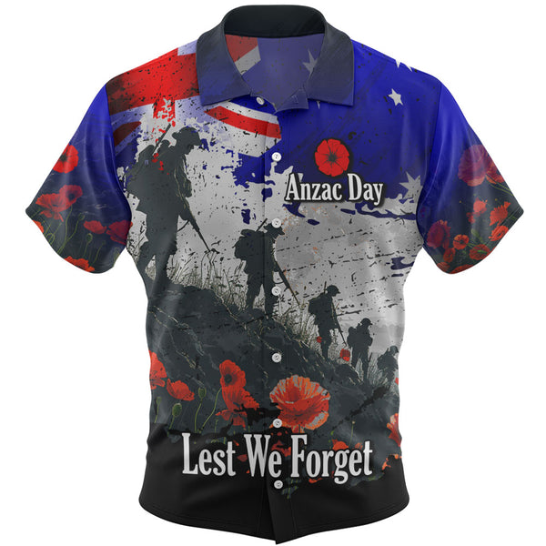 Anzac Day Soldiers Flag Grunge Style Custom Hawaiian Shirt