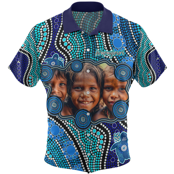 Aboriginal Custom Blue Hawaiian River Turtles Dot Shirt