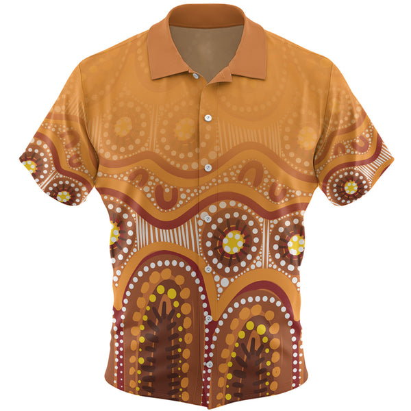 Brown Aboriginal Dot Design Inspired Custom Hawaiian Shirt