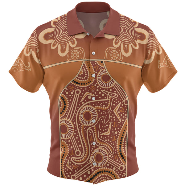 Brown Kangaroo Aboriginal Dot Art Custom Hawaiian Shirt