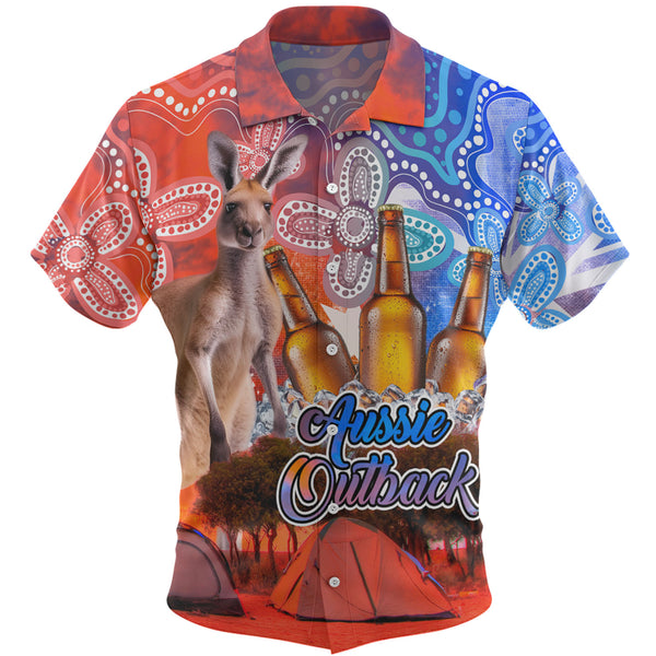 Aussie Outback Camping With Beer Kangaroo Custom Hawaiian Shirt