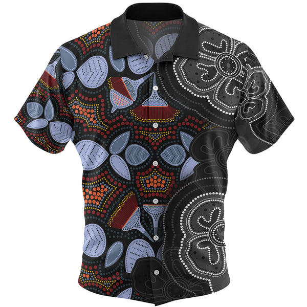Eucalyptus Seamless Pattern In Aboriginal Dot Art Hawaiian Shirt