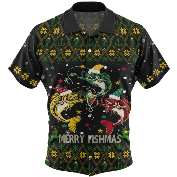 Fishing Ugly Christmas Merry Fishmas Custom Hawaiian Shirt
