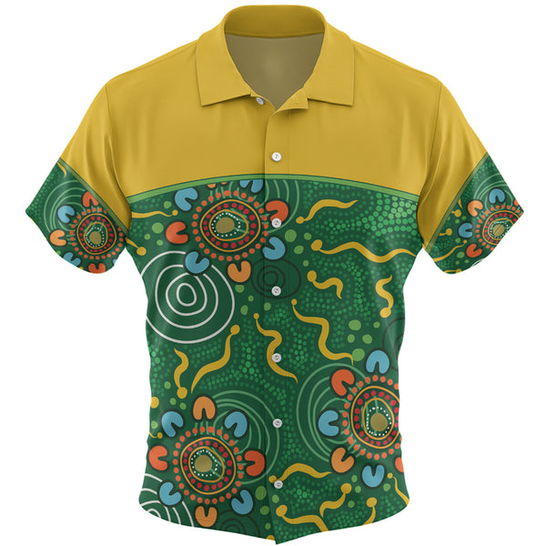 Green Aboriginal Inspired Dot Painting Custom Hawaiian Shirt