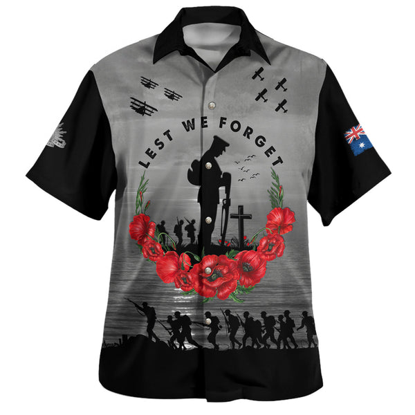 Anzac Day Fallen Heroes Remembrance Tribute Hawaiian Shirt Design