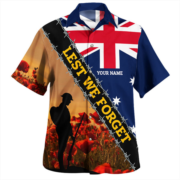 Anzac Day Custom Let We Forget Barbed Wire Hawaiian Shirt