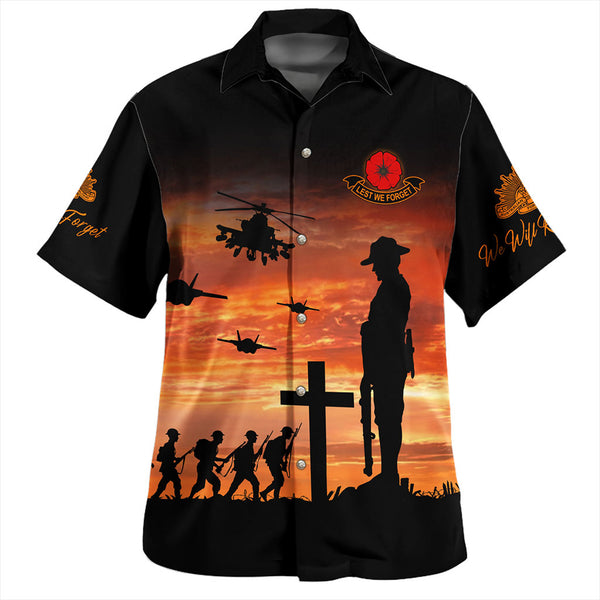 Lest We Forget Anzac Soldiers Sunset Army Inspired Hawaiian Shirt