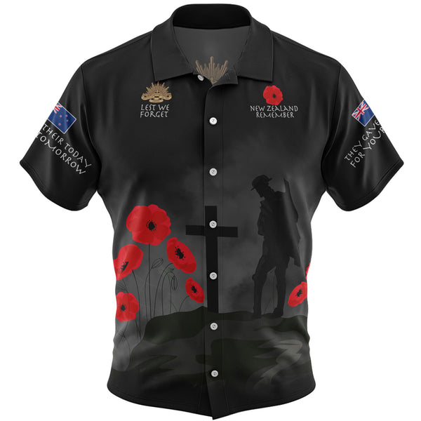 New Zealand Remember Anzac Day Black Hawaiian Shirt