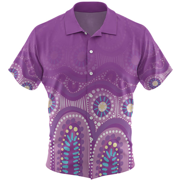 Custom Purple Aboriginal Dot Pattern Inspired Hawaiian Shirt