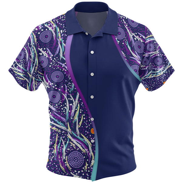 Dreamtime Inspired Purple Dot Custom Design Hawaiian Shirt