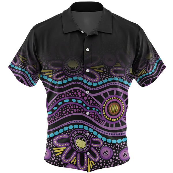 Stylish Purple Dot Aboriginal Style Inspired Custom Hawaiian Shirt