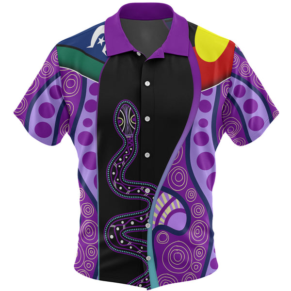 Custom Hawaiian Shirt With Purple Indigenous Rainbow Serpent Theme
