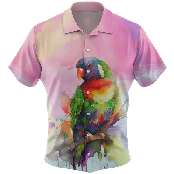 Rainbow Lorikeets Colorful Art Hawaiian Shirt Design