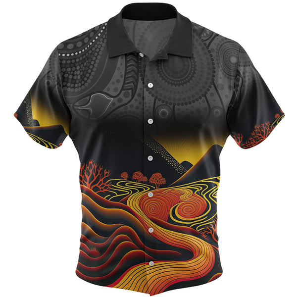 Rainbow Serpent Dreamtime Land Art Inspired Custom Hawaiian Shirt