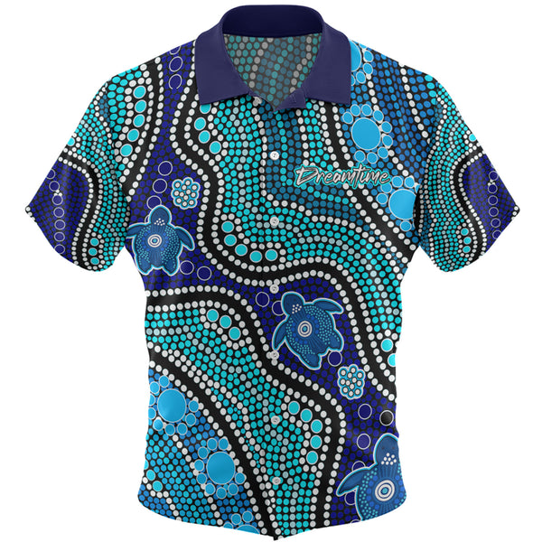 Dreamtime River Turtles Dot Art Painting Design Custom Hawaiian Shirt