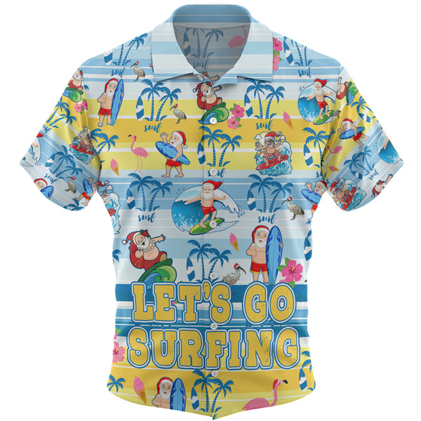 Tropical Santa Let's Go Surfing Christmas Hawaiian Shirt