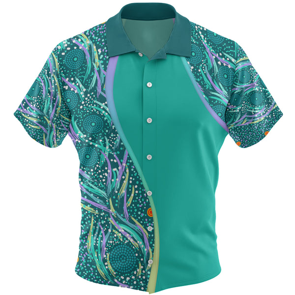 Turquoise Dot Dreamtime Inspired Custom Hawaiian Shirt Exclusive