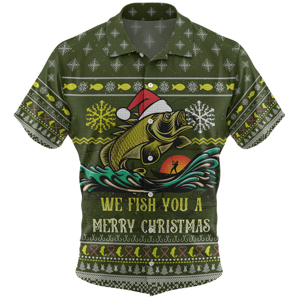 Merry Christmas Fishing Theme We Fish You Custom Hawaiian Shirt