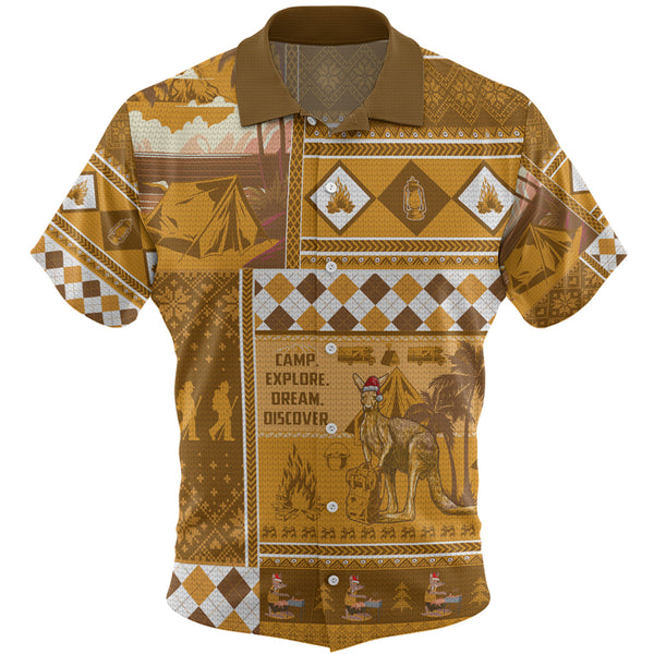 Vintage Xmas Camping With Kangaroo Inspired Hawaiian Shirt