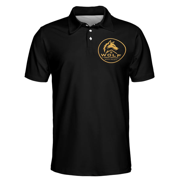 Wolf Urban Services Gold Wolf Logo Custom Polo Shirt