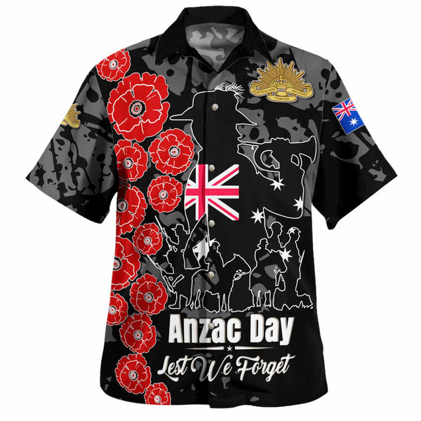 Anzac Lest We Forget Black Style Custom Hawaiian Shirt