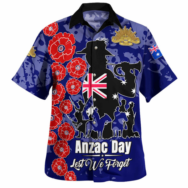 Anzac Lest We Forget Blue Style Custom Hawaiian Shirt